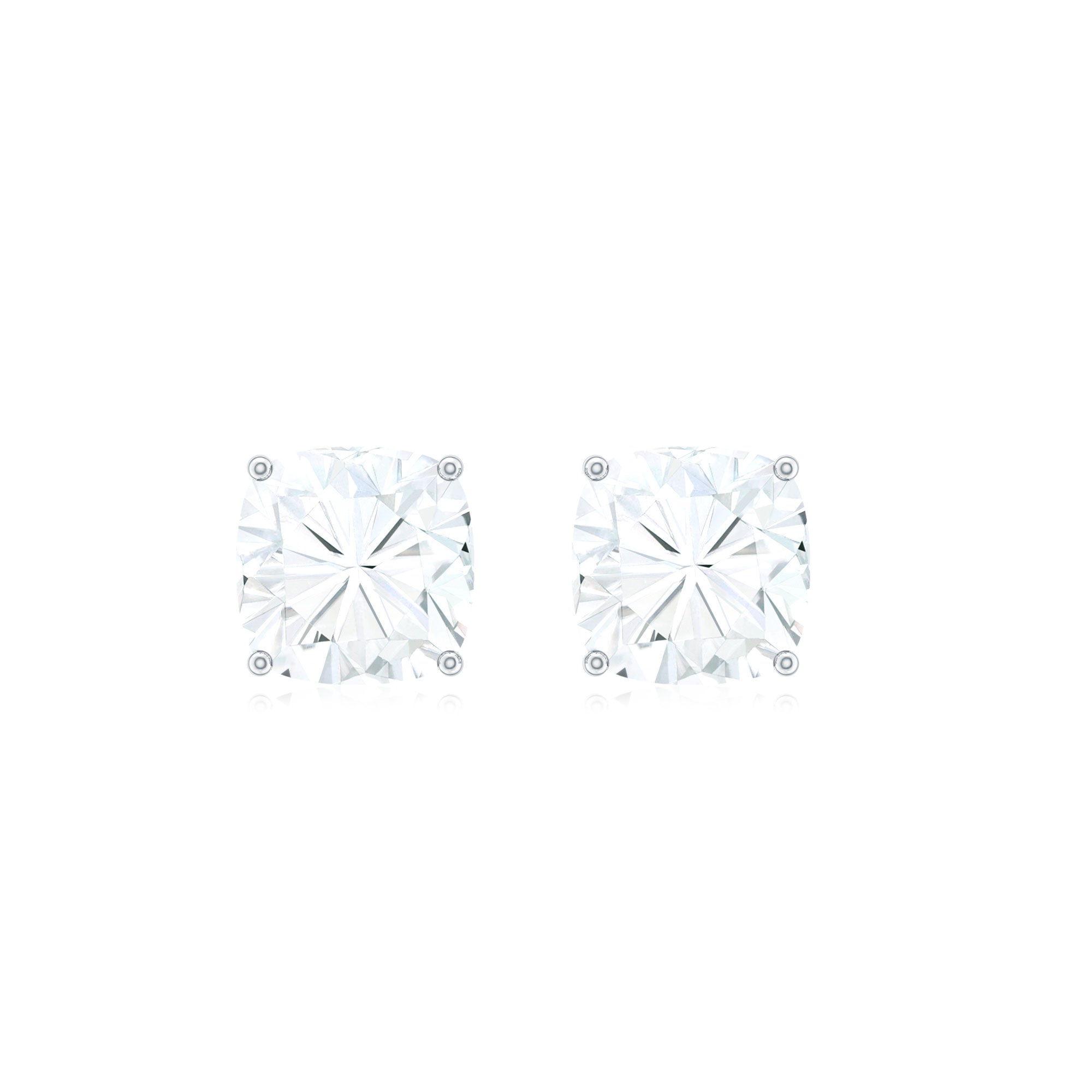 6.25 CT Cushion Cut Moissanite Solitaire Stud Earrings Moissanite - ( D-VS1 ) - Color and Clarity - Rosec Jewels