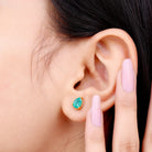 5X7 MM Pear Cut Emerald Solitaire Stud Earring Emerald - ( AAA ) - Quality - Rosec Jewels