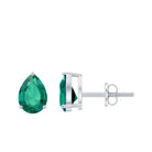 Pear Cut Lab Grown Emerald Solitaire Stud Earrings in 3 Prong Setting Lab Created Emerald - ( AAAA ) - Quality - Rosec Jewels