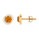 3/4 CT Minimal Citrine and Diamond Stud Earrings Citrine - ( AAA ) - Quality - Rosec Jewels