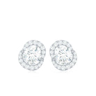 Certified Moissanite Minimal Stud Earrings with Accent Moissanite - ( D-VS1 ) - Color and Clarity - Rosec Jewels