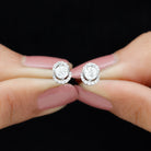 Certified White Topaz Minimal Halo Stud Earrings White Topaz - ( AAA ) - Quality - Rosec Jewels