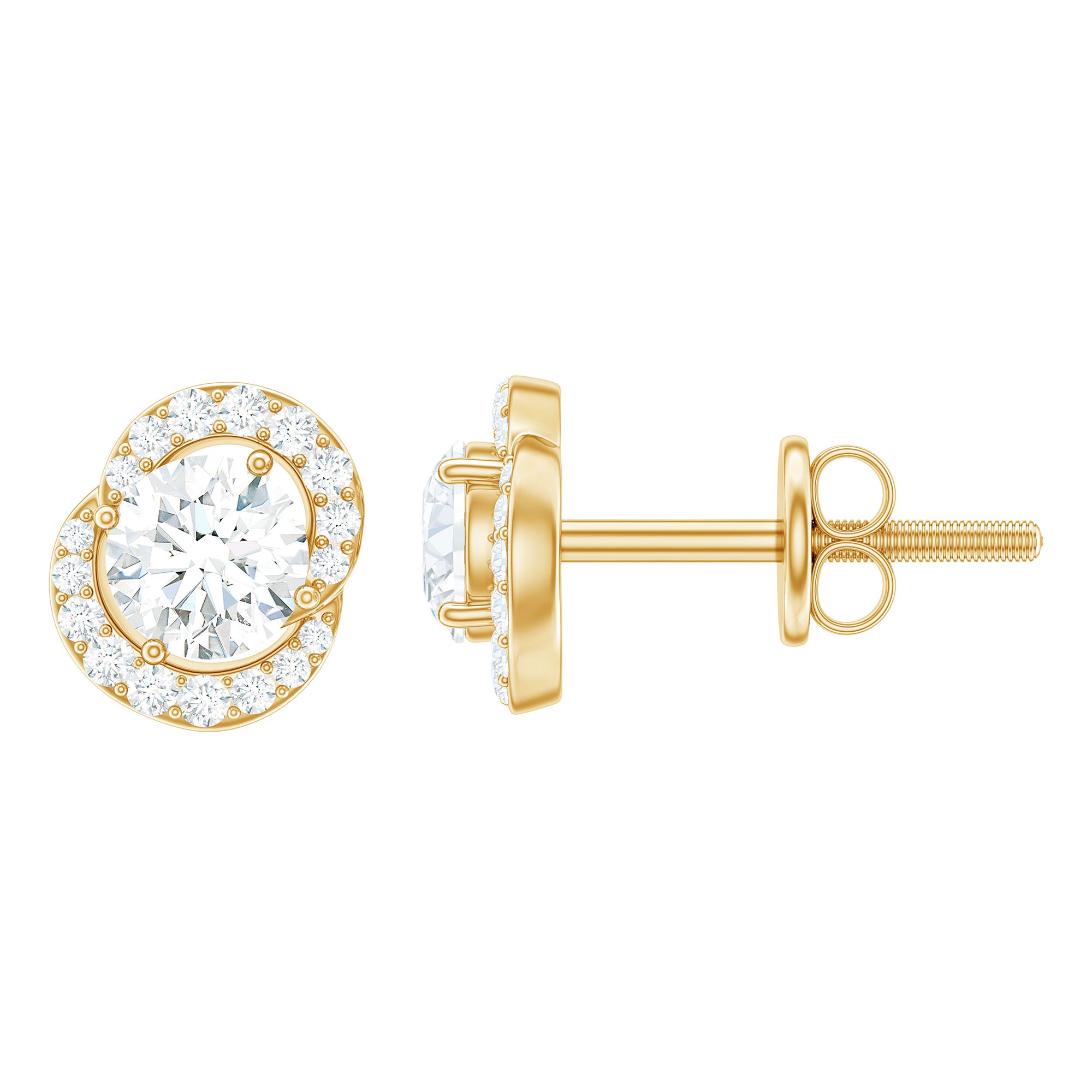 Certified White Topaz Minimal Halo Stud Earrings White Topaz - ( AAA ) - Quality - Rosec Jewels