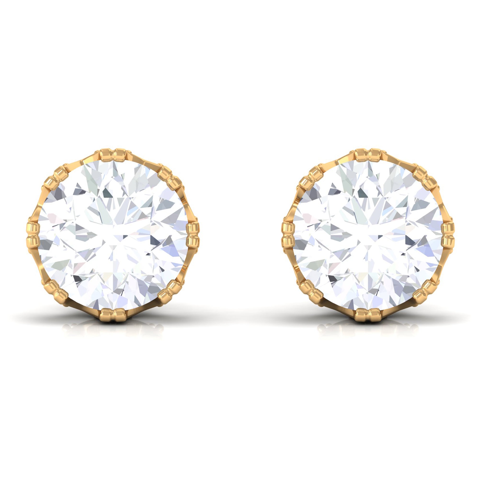 Designer Moissanite Solitaire Stud Earrings Moissanite - ( D-VS1 ) - Color and Clarity - Rosec Jewels