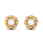 Round Cut Diamond Floral Stud Earrings in Prong Setting Diamond - ( HI-SI ) - Color and Clarity - Rosec Jewels