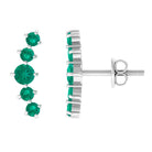 Emerald Stud Climber Earrings Emerald - ( AAA ) - Quality - Rosec Jewels