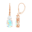 Oval Shape Ethiopian Opal Leverback Drop Earrings With Moissanite Ethiopian Opal - ( AAA ) - Quality - Rosec Jewels