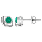 Dainty Emerald Bezel Set Solitaire Stud Earrings Emerald - ( AAA ) - Quality - Rosec Jewels