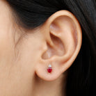 1.25 CT Pear Cut Ruby and Diamond Dainty Stud Earrings Ruby - ( AAA ) - Quality - Rosec Jewels