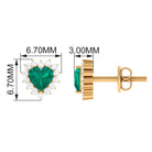 3/4 CT Heart Shape Created Emerald and Diamond Halo Stud Earrings Lab Created Emerald - ( AAAA ) - Quality - Rosec Jewels