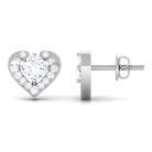 Round Moissanite Heart Stud Earrings Moissanite - ( D-VS1 ) - Color and Clarity - Rosec Jewels