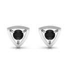 Genuine Black Onyx and Gold Triangle Stud Earrings Black Onyx - ( AAA ) - Quality - Rosec Jewels