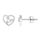 Round Natural Diamond Modern Heart Stud Earrings Diamond - ( HI-SI ) - Color and Clarity - Rosec Jewels