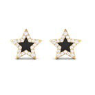 Minimal Diamond Star Stud Earring with Enamel Diamond - ( HI-SI ) - Color and Clarity - Rosec Jewels