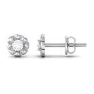 Natural Diamond Solitaire Flower Stud Earrings Diamond - ( HI-SI ) - Color and Clarity - Rosec Jewels