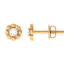 Natural Diamond Solitaire Flower Stud Earrings Diamond - ( HI-SI ) - Color and Clarity - Rosec Jewels