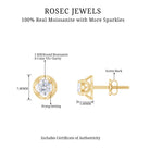 1 CT Round Cut Solitaire Moissanite Stud Earrings Moissanite - ( D-VS1 ) - Color and Clarity - Rosec Jewels