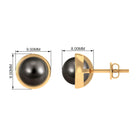 Elegant Tahitian Pearl Solitaire Stud Earrings in Bead Set Tahitian pearl - ( AAA ) - Quality - Rosec Jewels