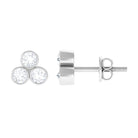 1/2 CT Bezel Set Round Cut Moissanite Three Stone Stud Earrings Moissanite - ( D-VS1 ) - Color and Clarity - Rosec Jewels