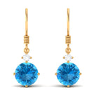 4.25 CT Swiss Blue Topaz Solitaire Dangle Earrings with Moissanite Swiss Blue Topaz - ( AAA ) - Quality - Rosec Jewels