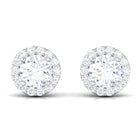 Round Certified Moissanite Halo Stud Earrings Moissanite - ( D-VS1 ) - Color and Clarity - Rosec Jewels