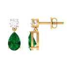 Pear Cut Lab Created Emerald and Moissanite Simple Teardrop Earrings Lab Created Emerald - ( AAAA ) - Quality - Rosec Jewels