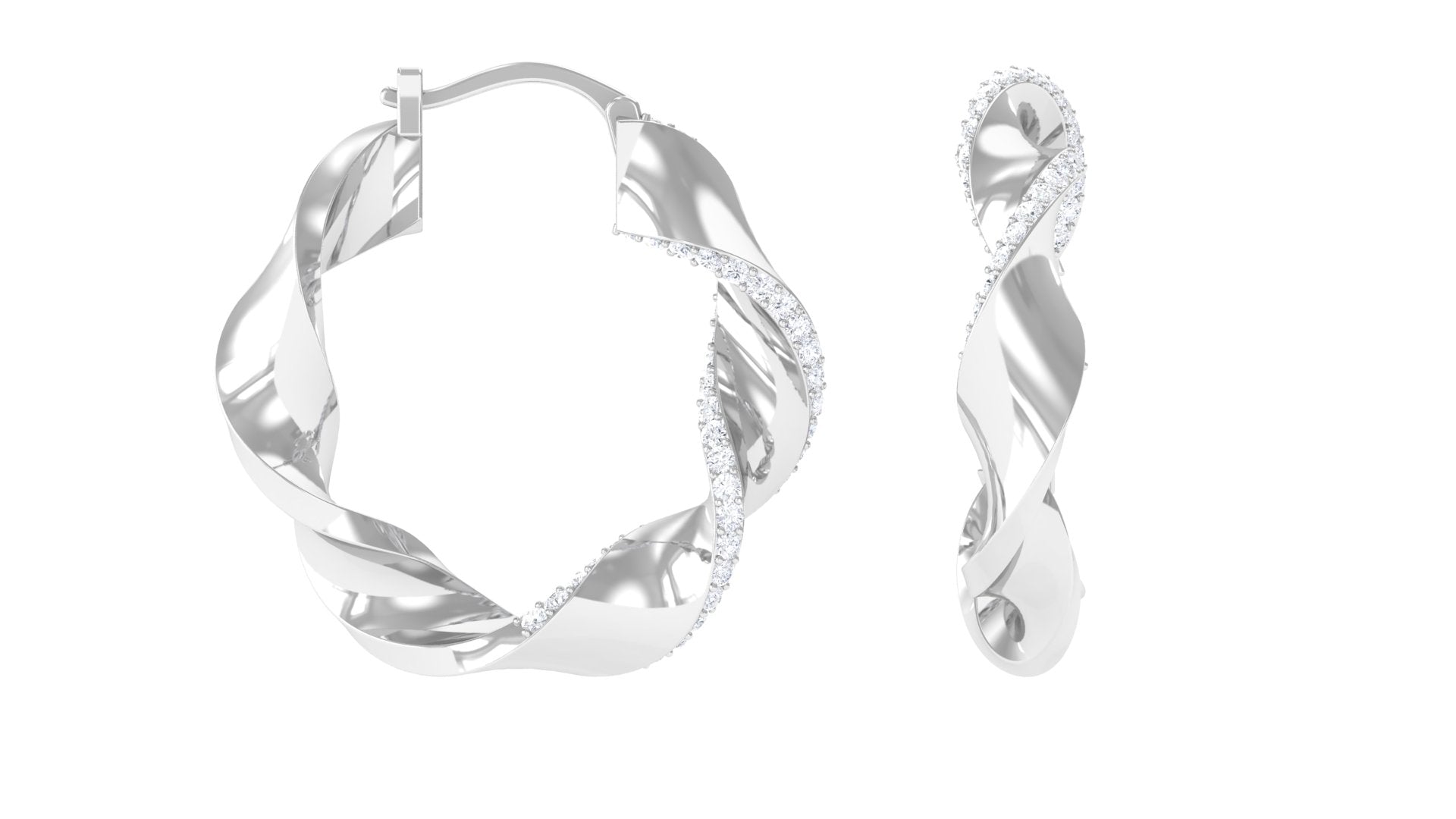 Rosec Jewels-Real April Birthstone Diamond Twisted Hoop Earrings