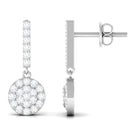 3/4 CT Minimal Zircon Gold Dangle Earrings in Pave Setting Zircon - ( AAAA ) - Quality - Rosec Jewels