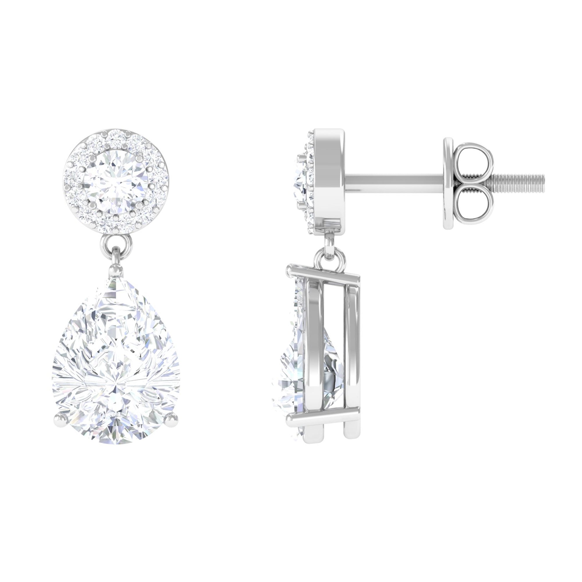 3 CT Classic Moissanite Bridal Drop Earrings Moissanite - ( D-VS1 ) - Color and Clarity - Rosec Jewels