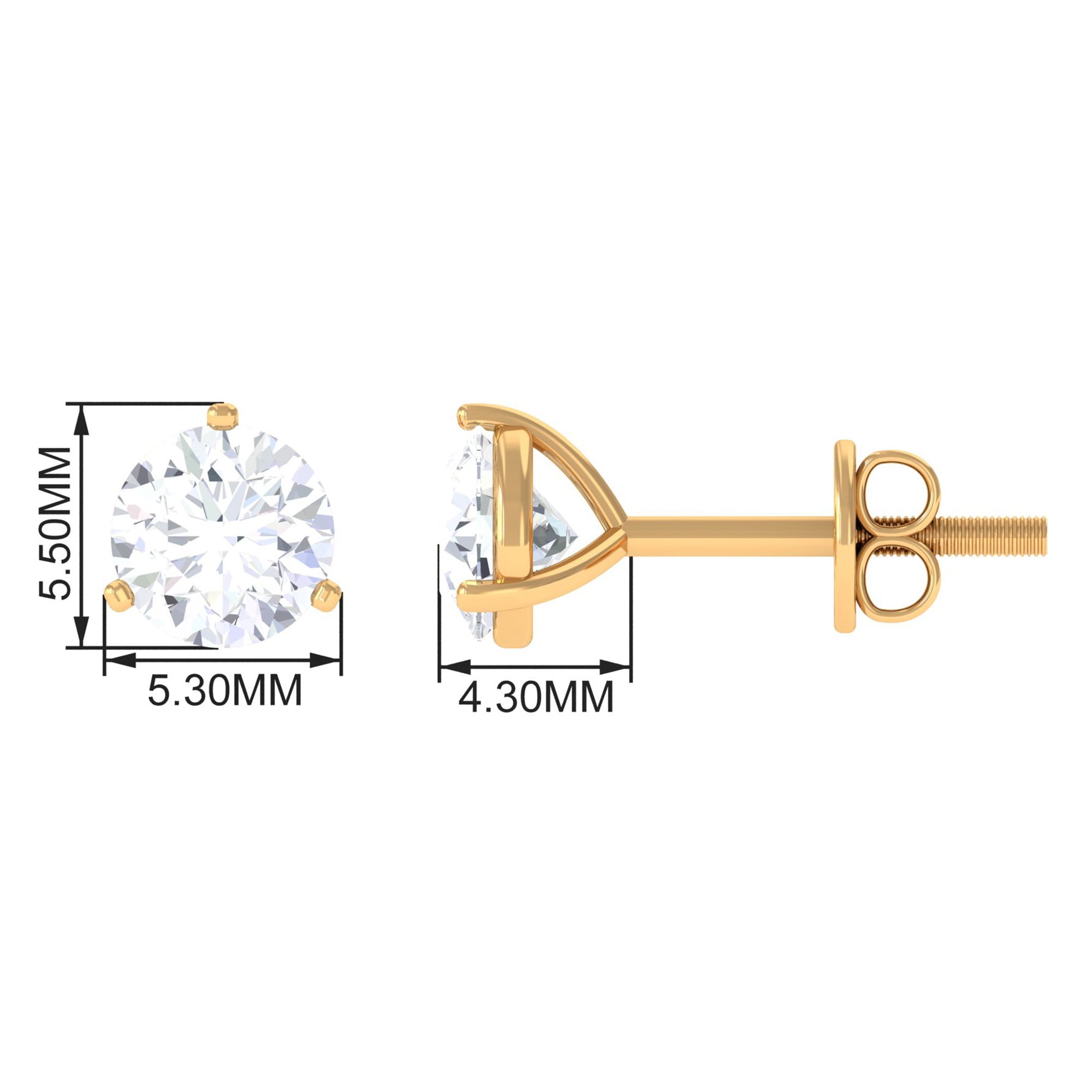 Solitaire Lab Grown Diamond Martini Stud Earrings Lab Grown Diamond - ( EF-VS ) - Color and Clarity - Rosec Jewels