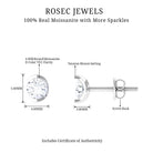 3/4 CT Round Moissanite Solitaire Stud Earrings in Gold Moissanite - ( D-VS1 ) - Color and Clarity - Rosec Jewels