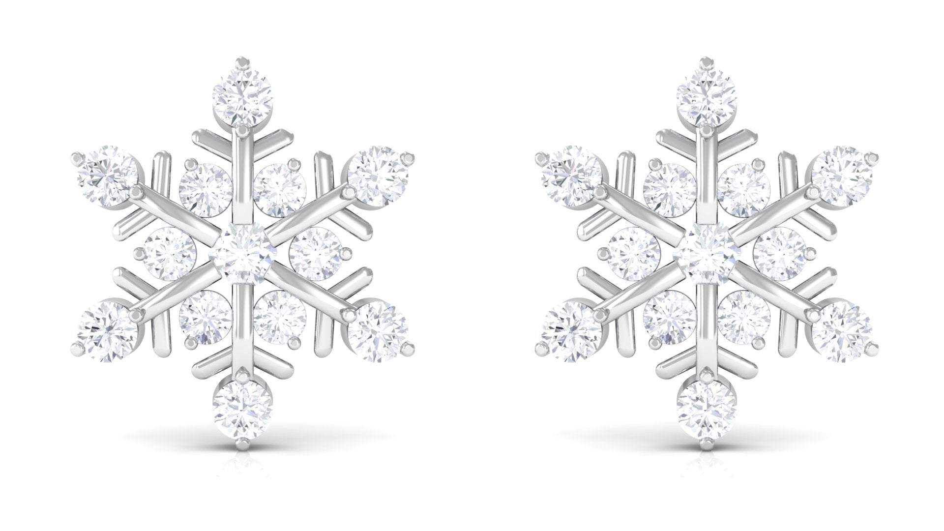 Rosec Jewels-Certified Diamond Snowflake Stud Earrings with Screw Back