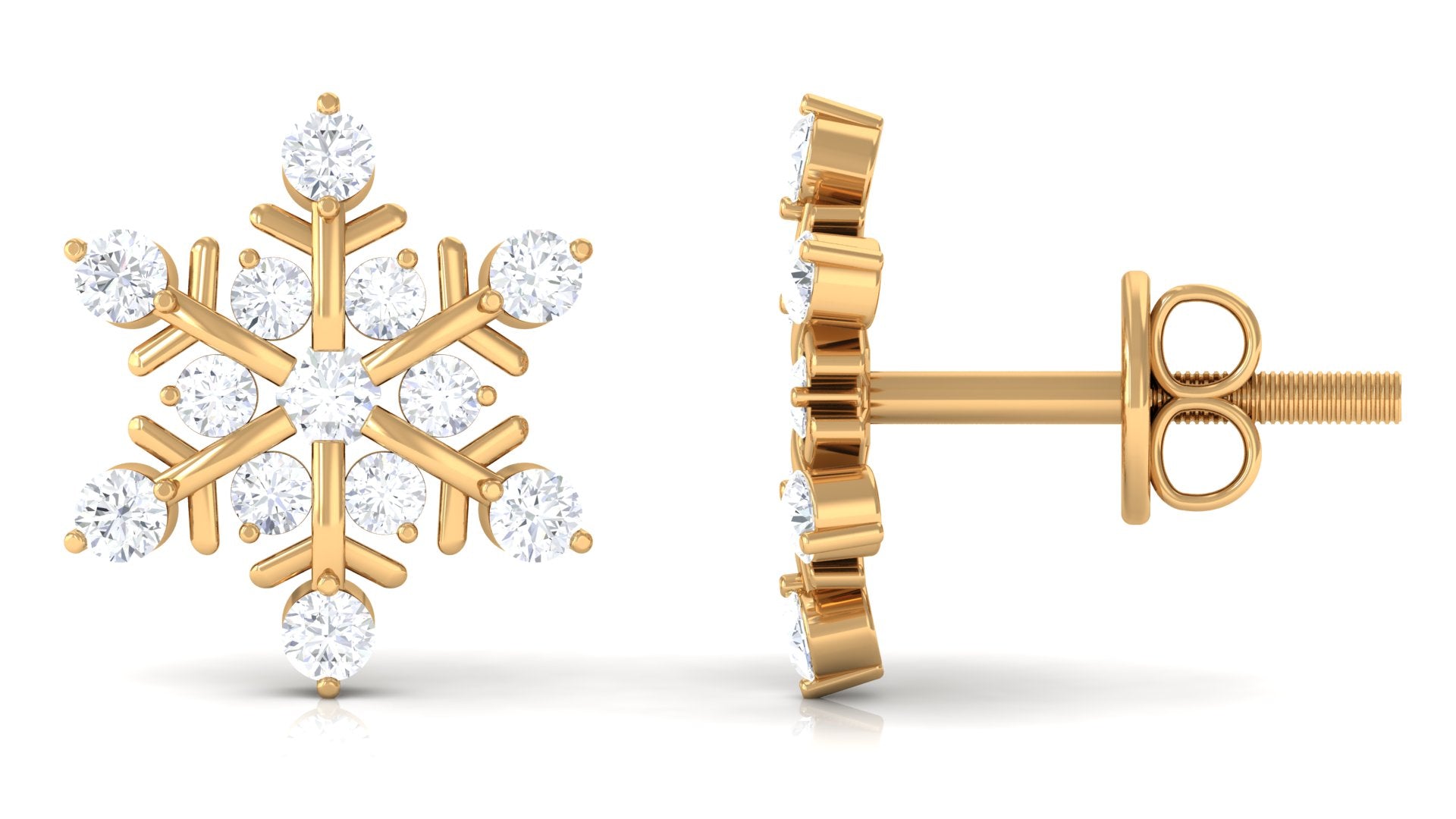 Rosec Jewels-Certified Diamond Snowflake Stud Earrings with Screw Back