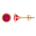 1.25 CT Round Cut Created Ruby Solitaire Stud Earring in Gold Lab Created Ruby - ( AAAA ) - Quality - Rosec Jewels