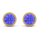 1 CT Round Cut Natural Tanzanite Solitaire Stud Earring in Bezel Setting Tanzanite - ( AAA ) - Quality - Rosec Jewels