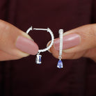 1 CT Blue Tanzanite Teardrop Hoop Earrings with Diamond Accent Tanzanite - ( AAA ) - Quality - Rosec Jewels