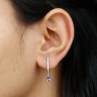 1 CT Blue Tanzanite Teardrop Hoop Earrings with Diamond Accent Tanzanite - ( AAA ) - Quality - Rosec Jewels