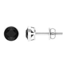 5 MM Created Black Diamond Solitaire Stud Earring in Bezel Setting Lab Created Black Diamond - ( AAAA ) - Quality - Rosec Jewels