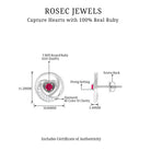 Genuine Ruby and Diamond Minimal Heart Stud Earrings Ruby - ( AAA ) - Quality - Rosec Jewels