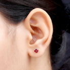 Round Shape Lab Grown Ruby Solitaire Stud Earrings Lab Created Ruby - ( AAAA ) - Quality - Rosec Jewels