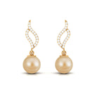 7 MM Elegant South Sea Pearl and Diamond Drop Earrings South Sea Pearl - ( AAA ) - Quality - Rosec Jewels