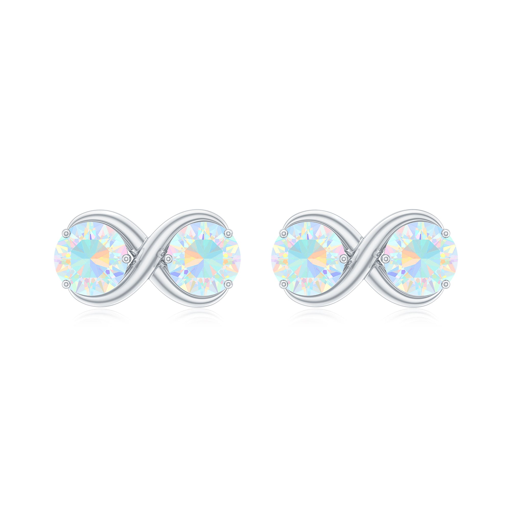 1 CT Simple Ethiopian Opal Two Stone Infinity Stud Earrings Ethiopian Opal - ( AAA ) - Quality - Rosec Jewels