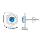 3/4 CT Minimal Swiss Blue Topaz and Diamond Geometric Stud Earrings Swiss Blue Topaz - ( AAA ) - Quality - Rosec Jewels