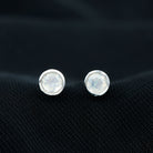 Real Moonstone Solitaire Stud Earrings in Bezel Setting Moonstone - ( AAA ) - Quality - Rosec Jewels