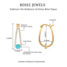 1.75 CT Swiss Blue Topaz and Diamond Statement J Hoop Earrings Swiss Blue Topaz - ( AAA ) - Quality - Rosec Jewels