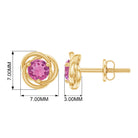 1 CT Solitaire Pink Tourmaline and Gold Swirl Stud Earrings Pink Tourmaline - ( AAA ) - Quality - Rosec Jewels