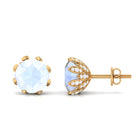 2.25 CT Natural Moonstone Solitaire Bridal Stud Earrings with Diamond Moonstone - ( AAA ) - Quality - Rosec Jewels