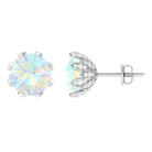 4.50 CT Ethiopian Opal Solitaire Stud Earrings with Diamond Ethiopian Opal - ( AAA ) - Quality - Rosec Jewels