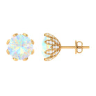 4.50 CT Ethiopian Opal Solitaire Stud Earrings with Diamond Ethiopian Opal - ( AAA ) - Quality - Rosec Jewels