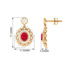 1.50 CT Created Ruby and Diamond Bridal Drop Earrings Lab Created Ruby - ( AAAA ) - Quality - Rosec Jewels